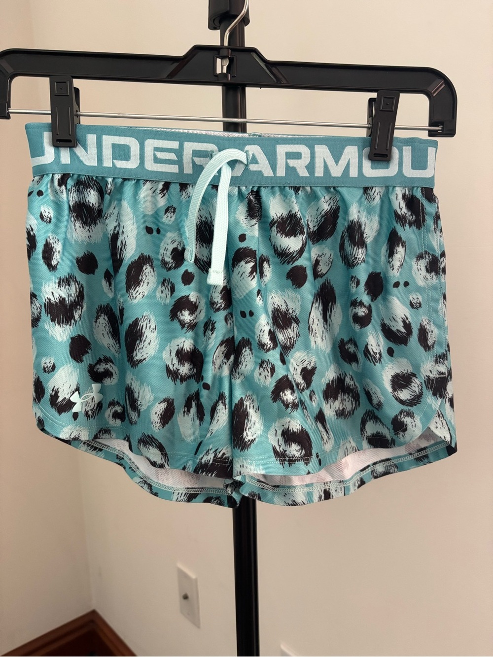 Under Armour Teal Leopard-Print Girls' Athletic Shorts